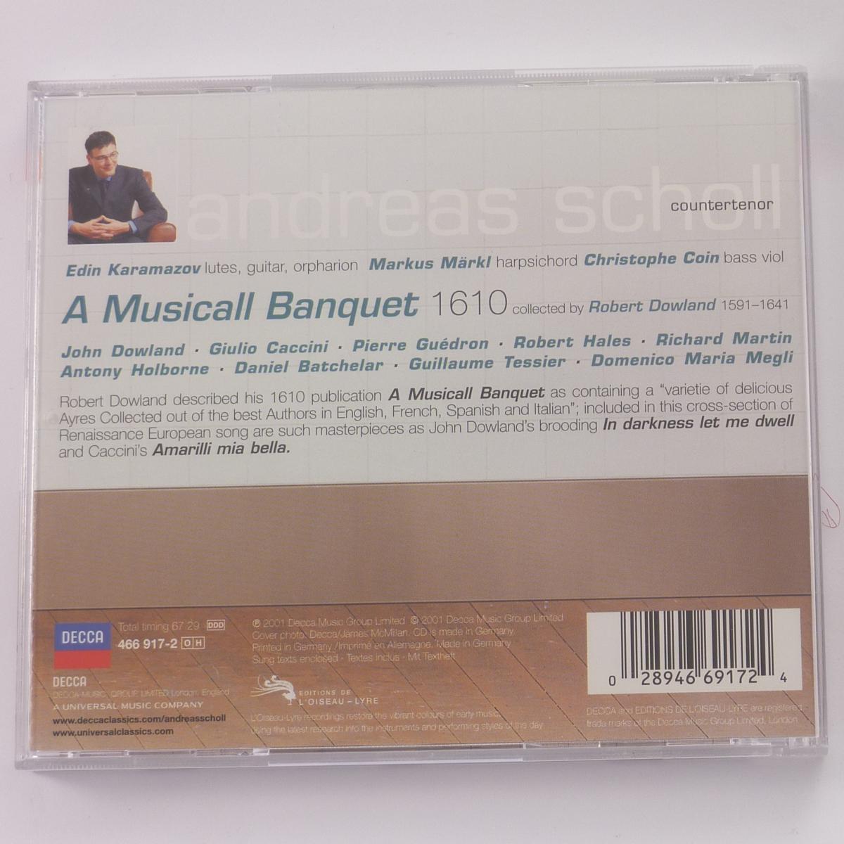Andreas Scholl A Musicall Banquet CD Album Reissue