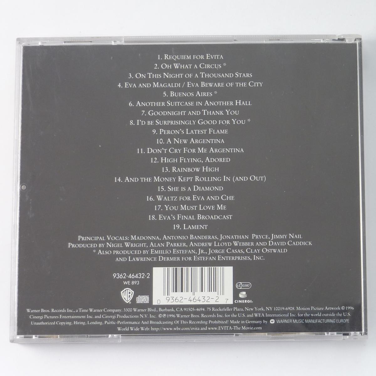 Andrew Lloyd Webber And Tim Rice Evita (Music From The Motion Picture) CD Album Stereo