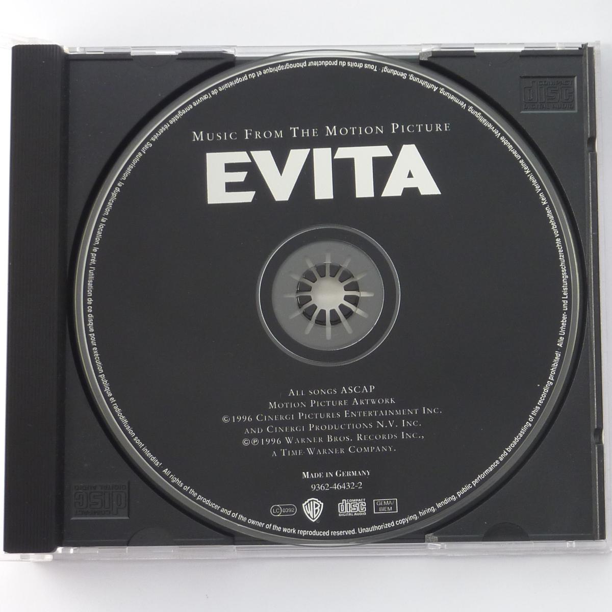 Andrew Lloyd Webber And Tim Rice Evita (Music From The Motion Picture) CD Album Stereo