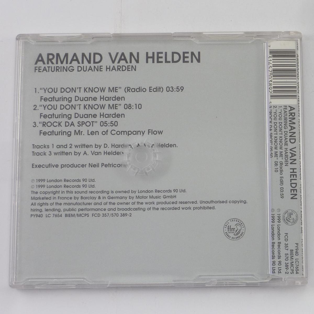Armand Van Helden Featuring Duane Harden You Don't Know Me CD Single Stereo