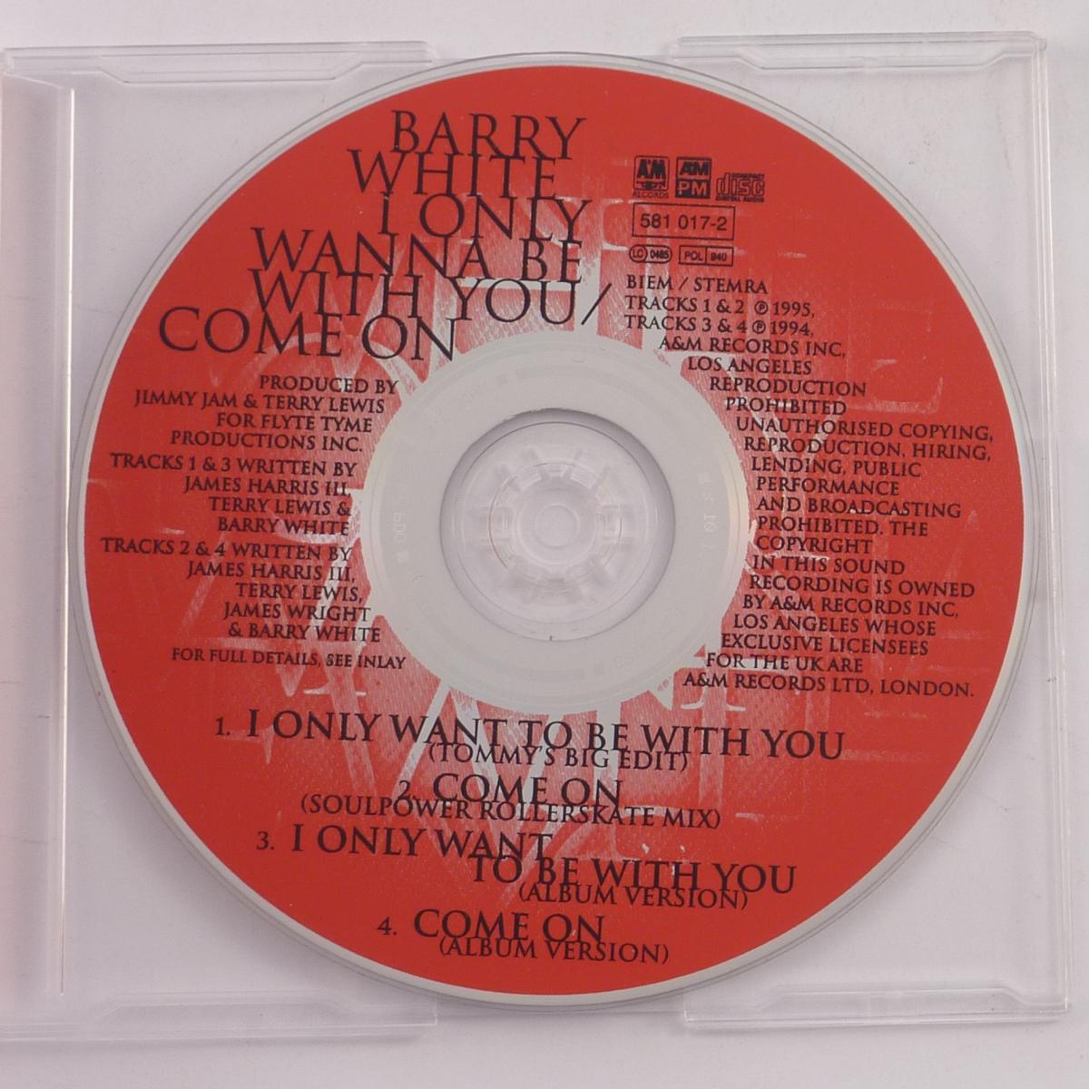 Barry White I Only Want To Be With You / Come On CD Single