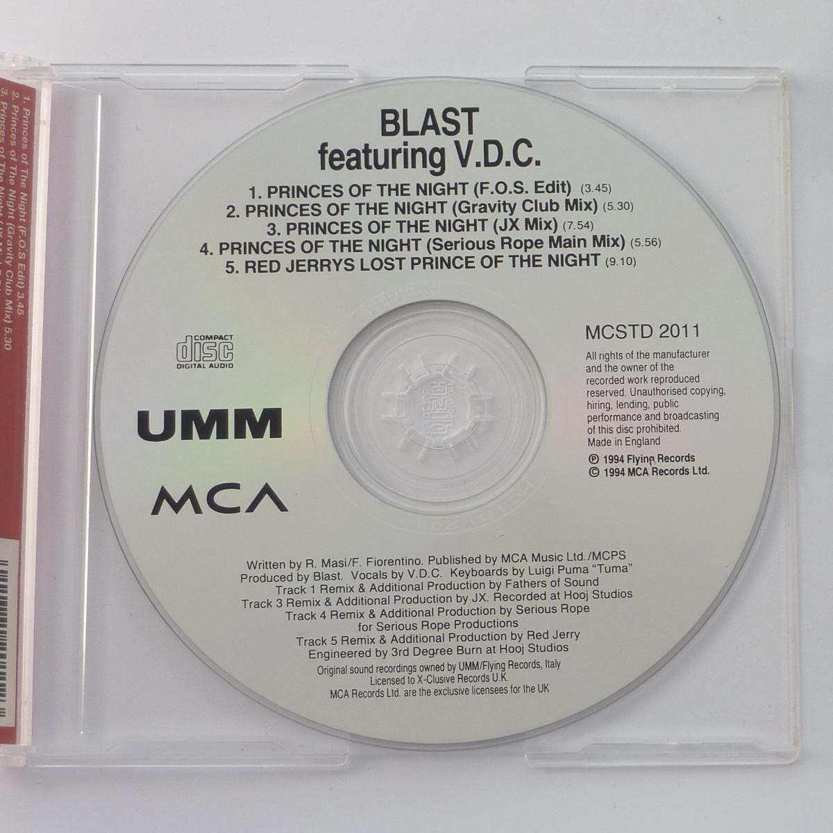 Blast Featuring V.D.C. Princes Of The Night CD Single