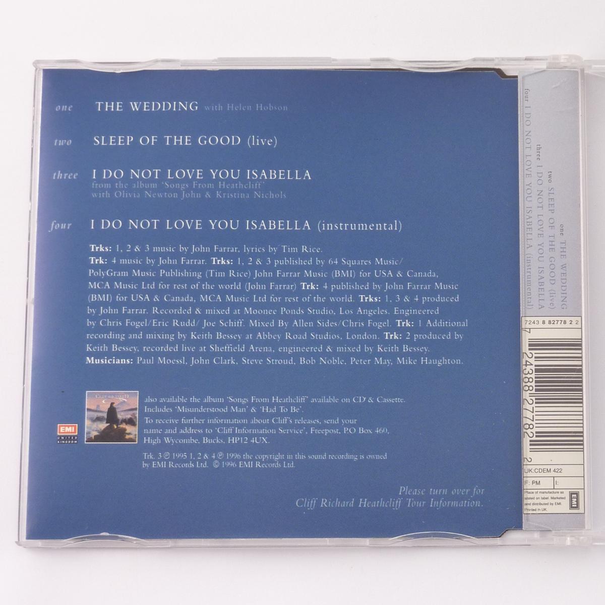 Cliff Richard Duet With Helen Hobson The Wedding CD Single