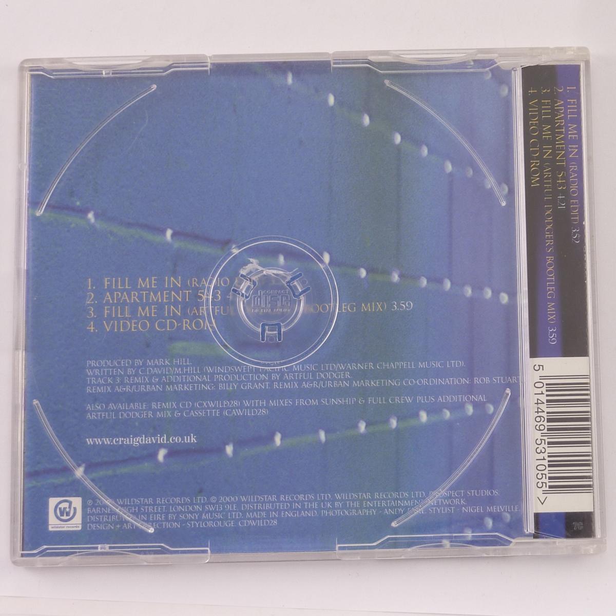 Craig David Fill Me In CD Single Enhanced CD1
