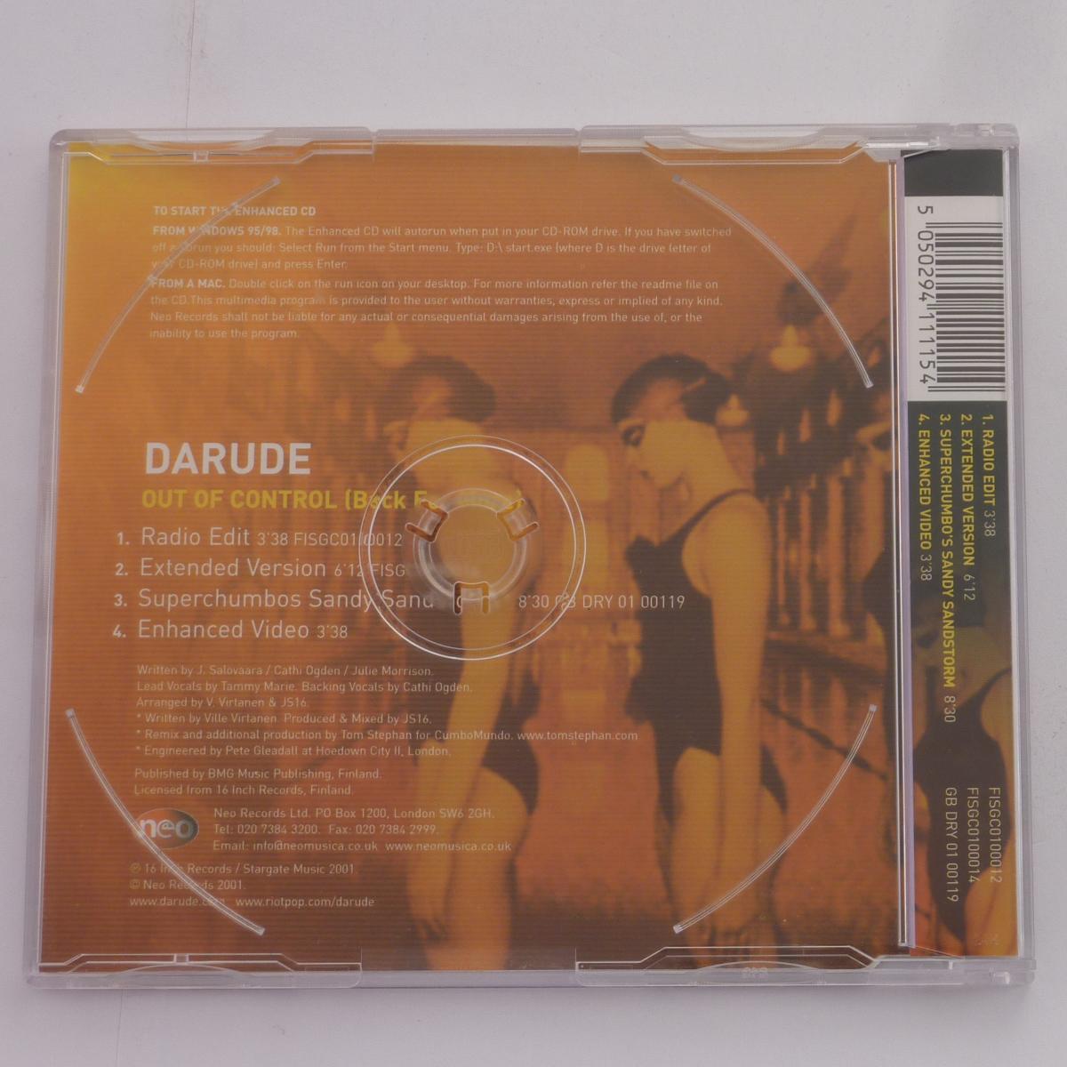 Darude Out Of Control (Back For More) CD Single Enhanced