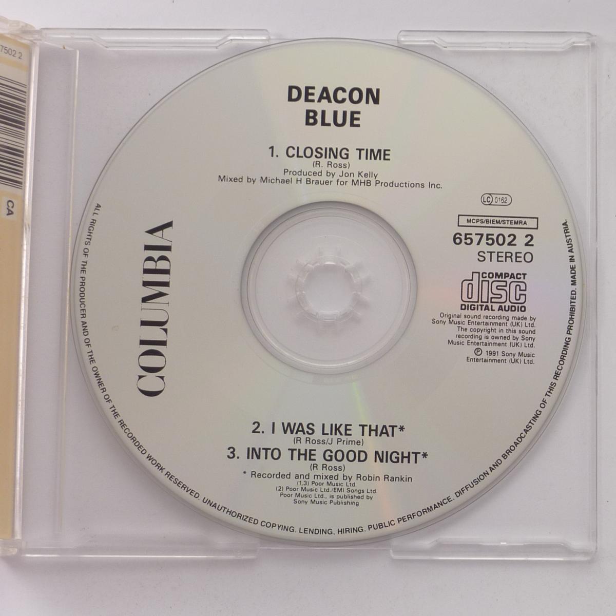 Deacon Blue Closing Time CD Single Stereo