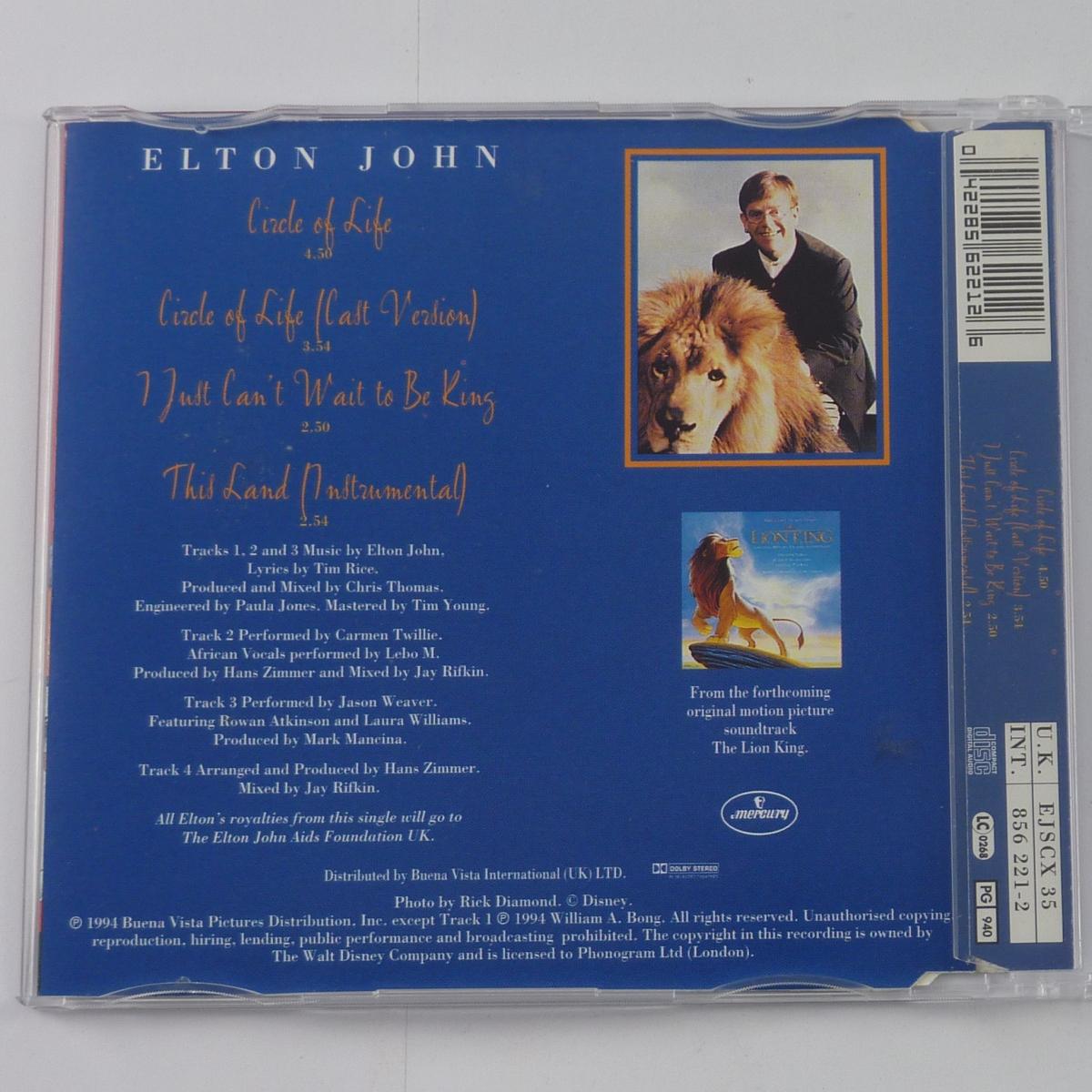 Elton John Circle Of Life CD Single Limited Edition