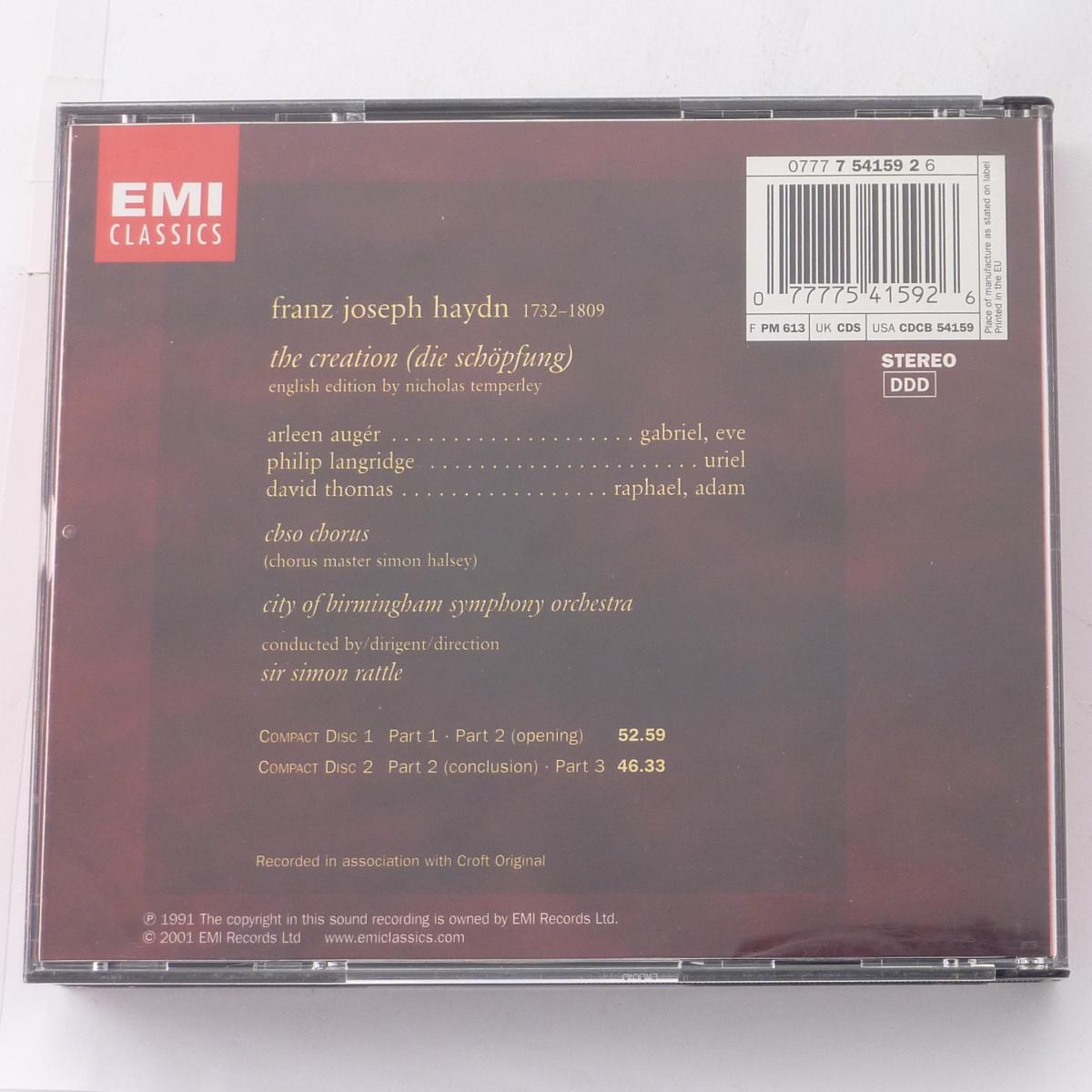 Haydn - Arleen Augér, Philip Langridge, David Thomas, CBSO Chorus, City Of Birmingham Symphony Orchestra, Simon Rattle* The Creation 2 × CD Album Reissue