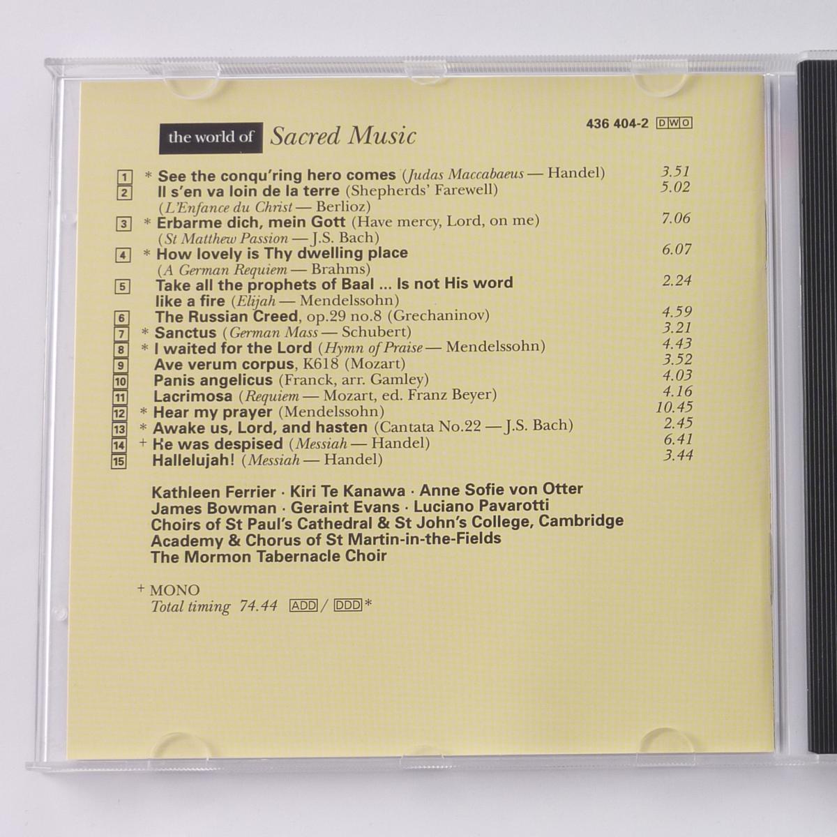 Kathleen Ferrier, Kiri Te Kanawa, Anne Sofie Von Otter, James Bowman The World of Sacred Music CD Compilation Stereo