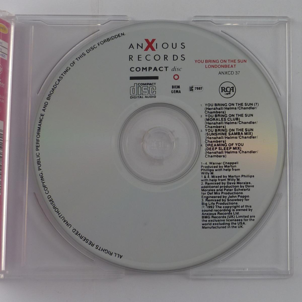 Londonbeat You Bring On The Sun CD Single