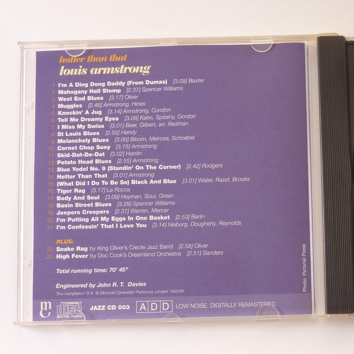 Louis Armstrong Hotter Than That CD Compilation Mono