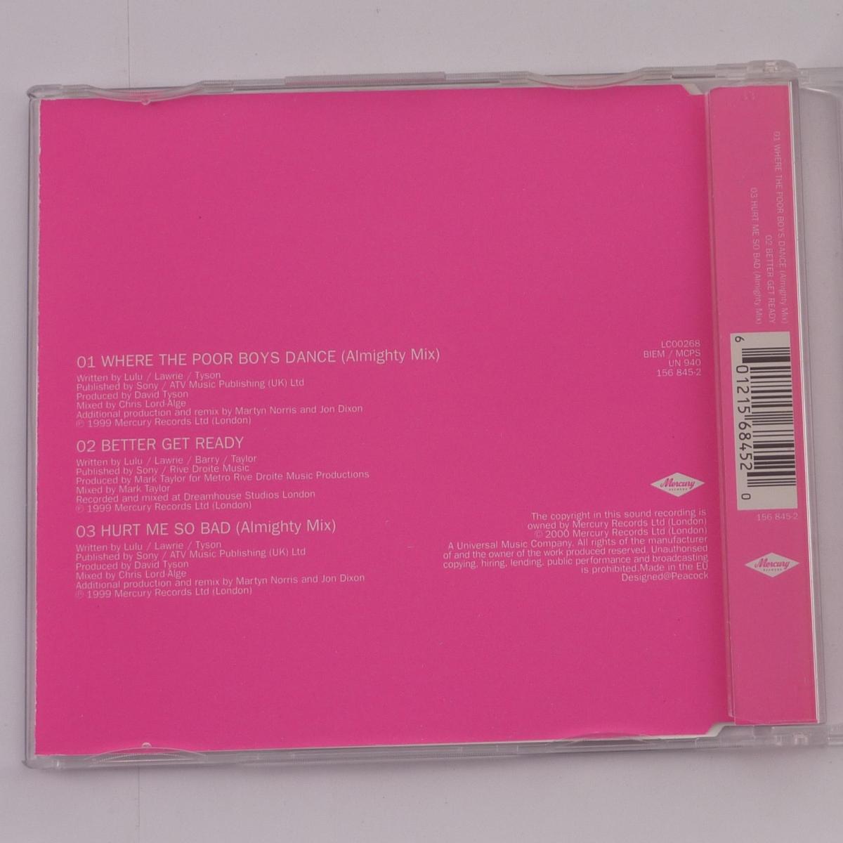 Lulu Where The Poor Boys Dance CD Single