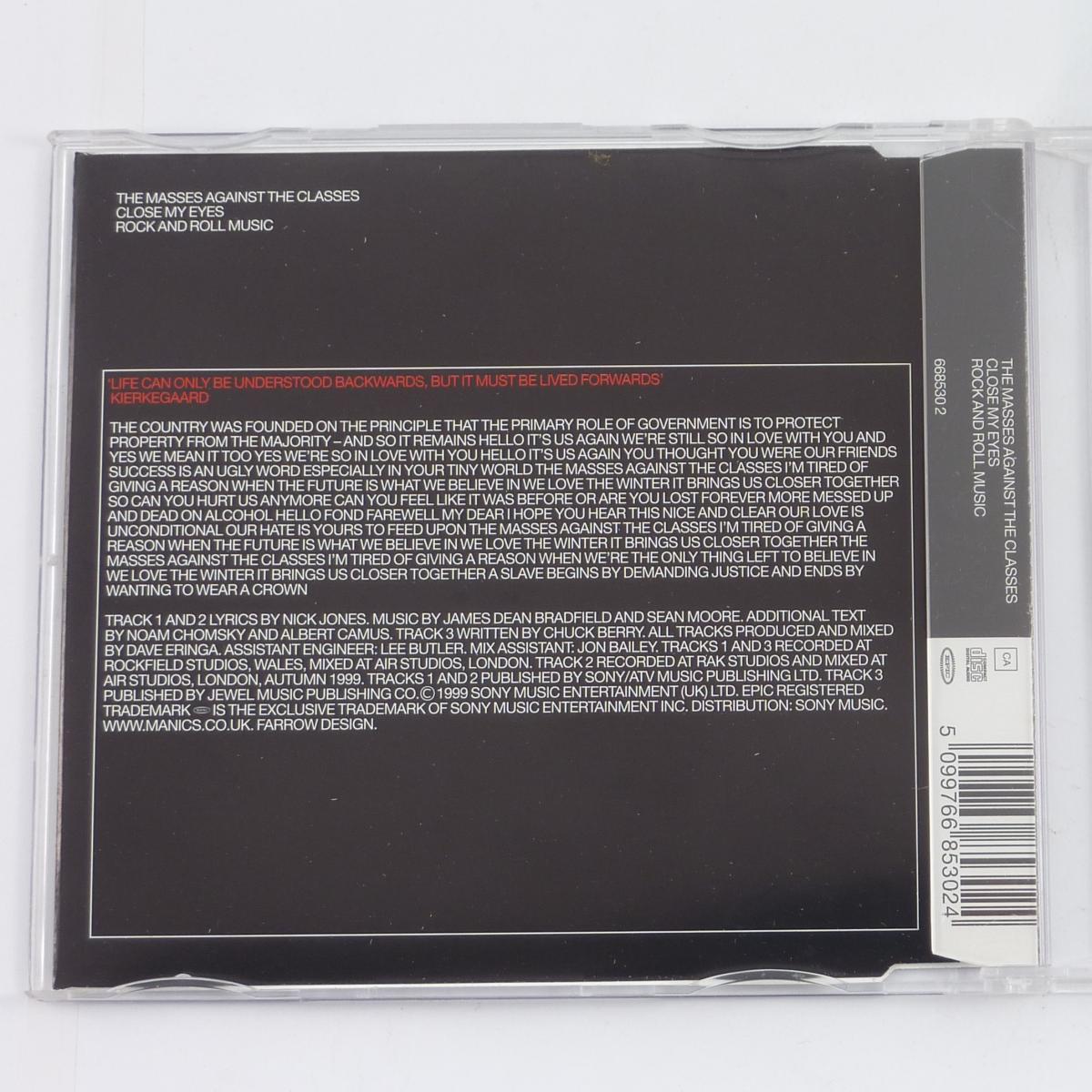 Manic Street Preachers The Masses Against The Classes CD Single Limited Edition