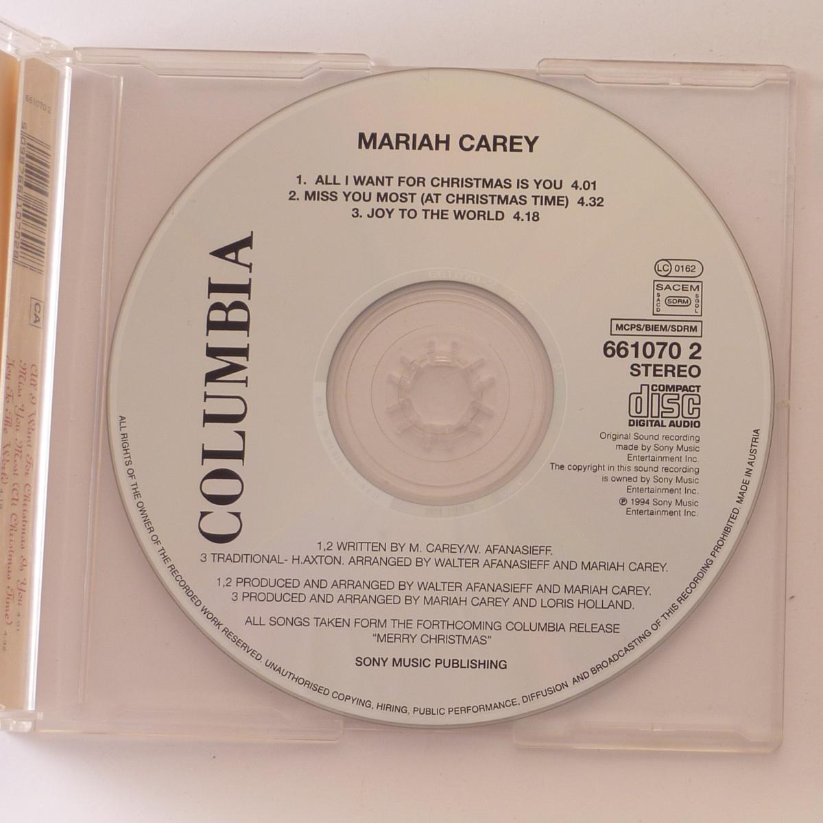 Mariah Carey All I Want For Christmas Is You CD Single
