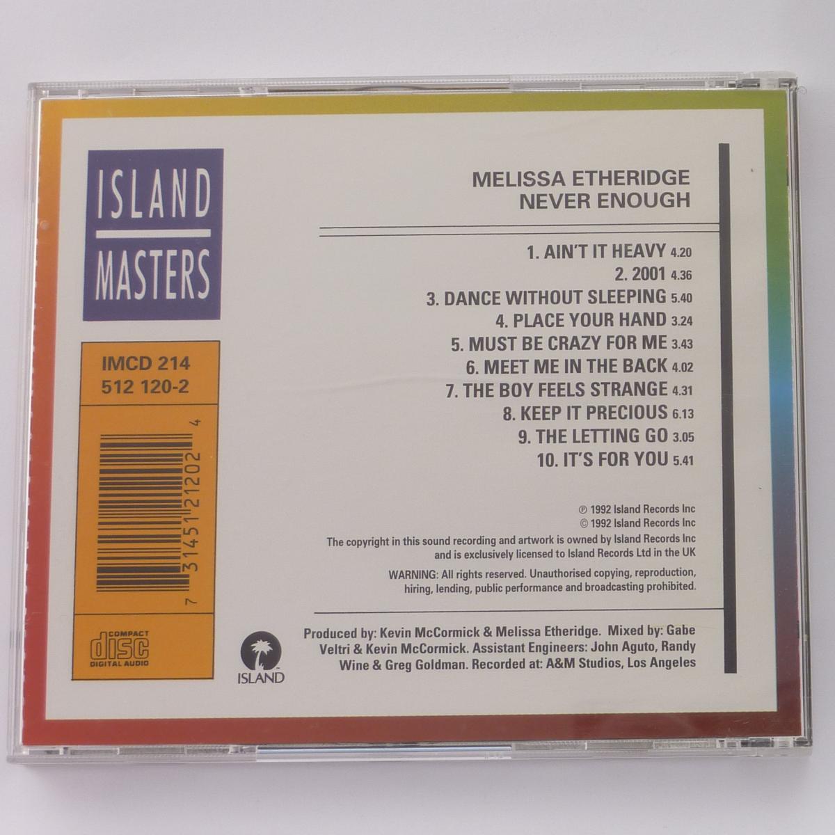 Melissa Etheridge Never Enough CD Album