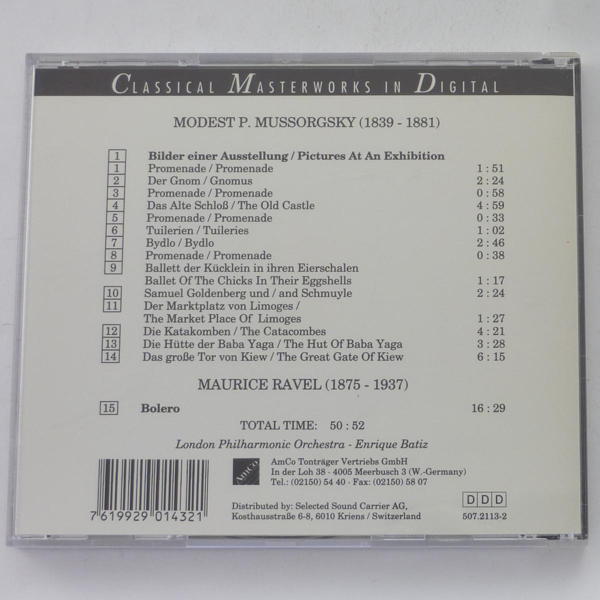 Modest P. Mussorgsky - Maurice Ravel, London Philharmonic Orchestra, Enrique Batiz Bilder Einer Ausstellung / Pictures At An Exhibition - Bolero CD Album