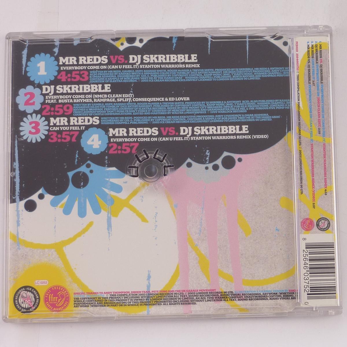 Mr Reds Vs. DJ Skribble Everybody Come On (Can U Feel It) CD Single Enhanced