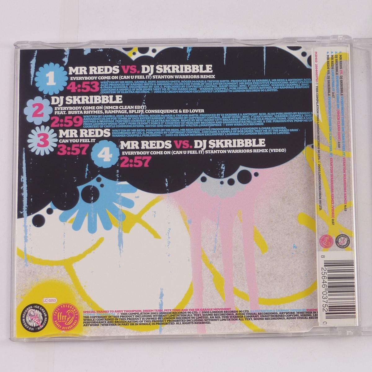 Mr Reds Vs. DJ Skribble Everybody Come On (Can U Feel It) CD Single Enhanced