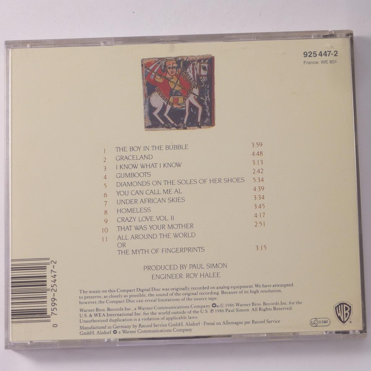 Paul Simon Graceland CD Album