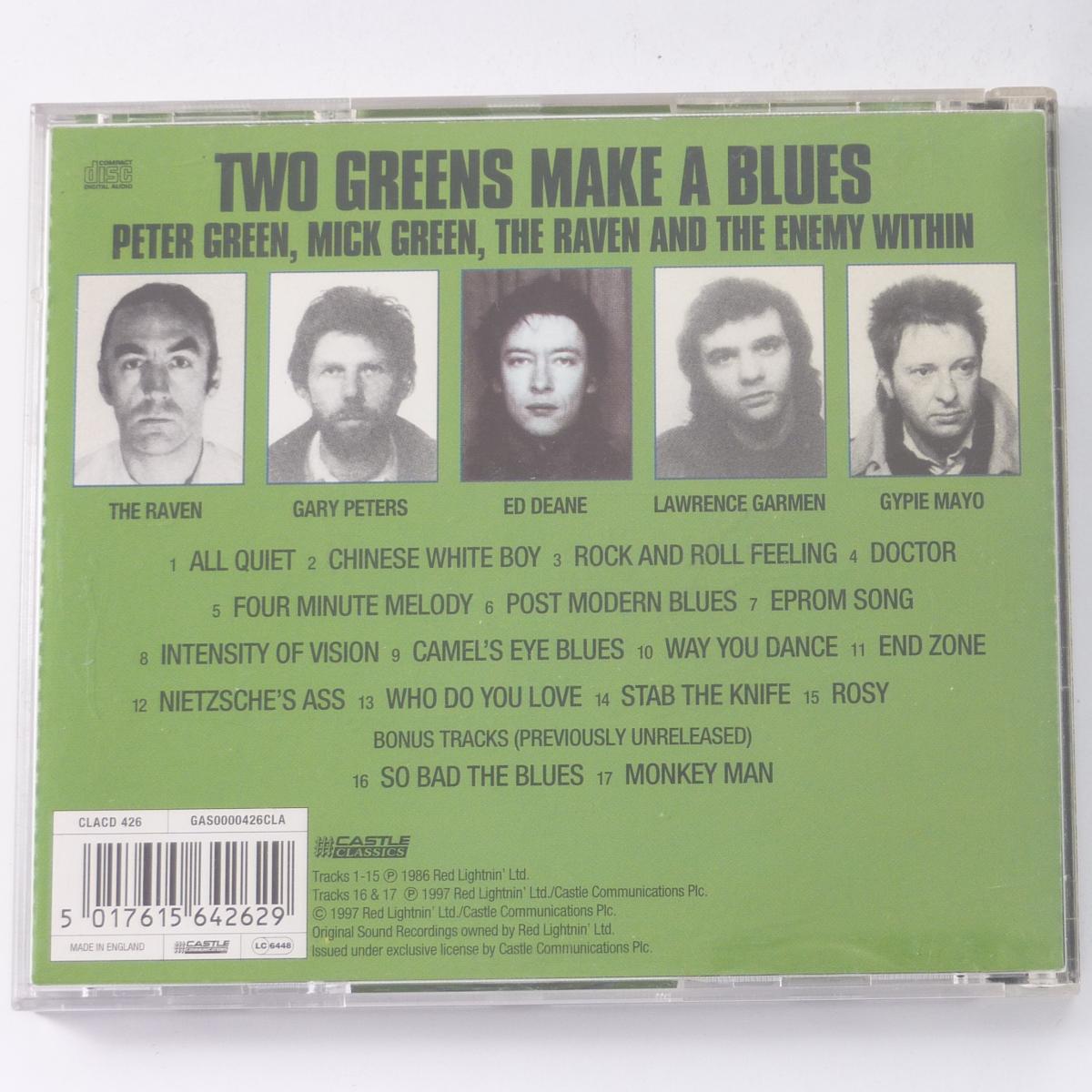 Peter Green , Mick Green, The Raven and The Enemy Within Two Greens Make A Blues CD Album Reissue