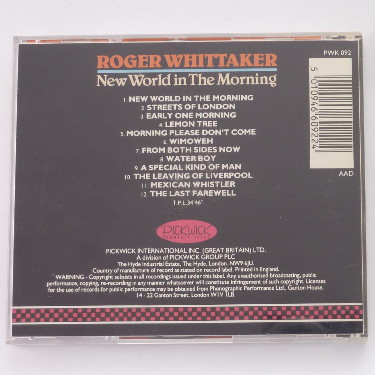 Roger Whittaker New World In The Morning CD Compilation