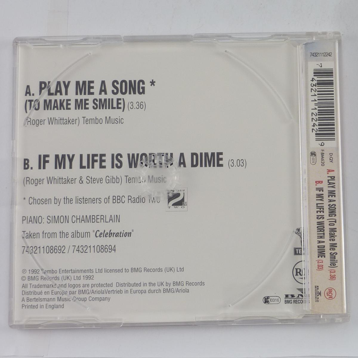 Roger Whittaker Play Me A Song (To Make Me Smile) CD Single