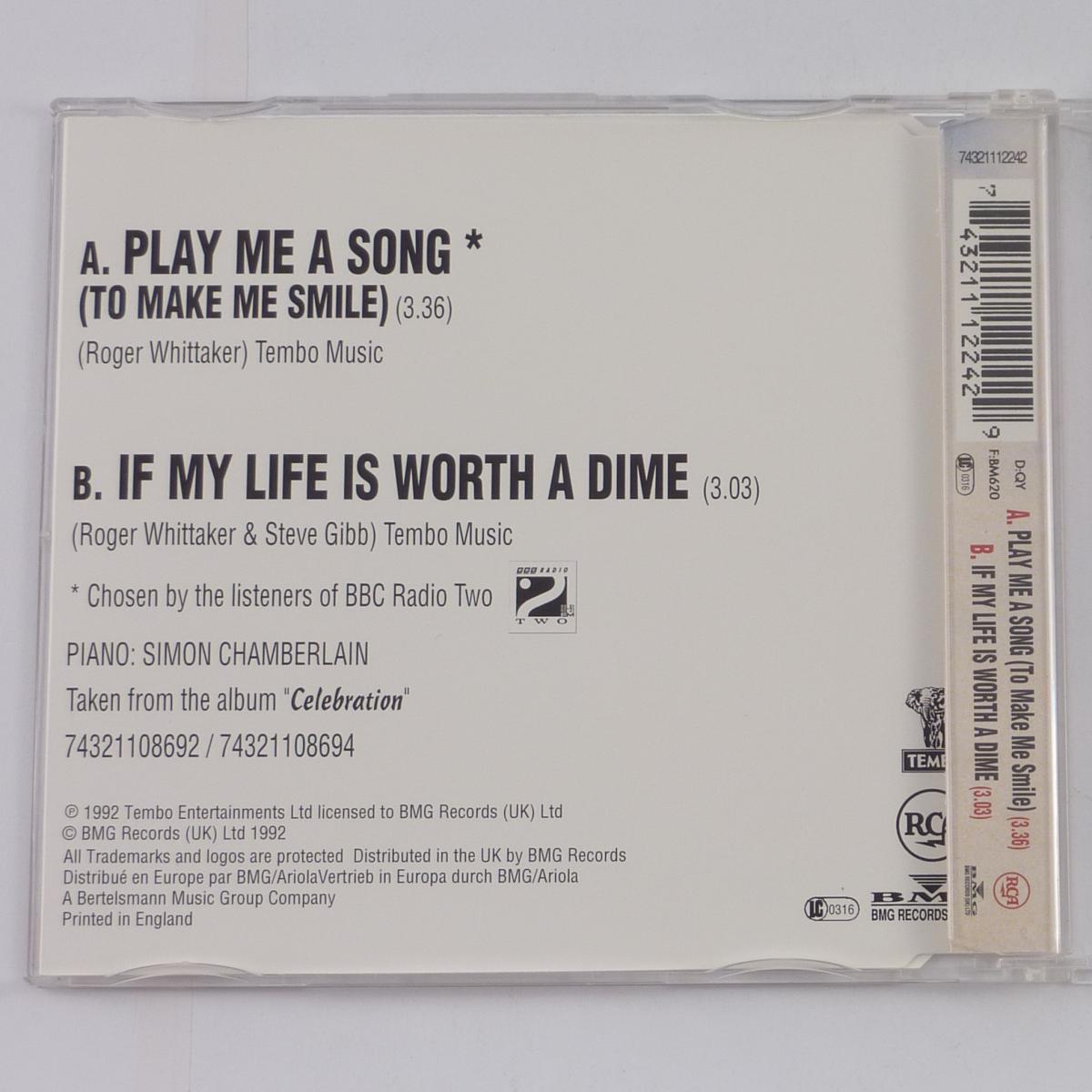 Roger Whittaker Play Me A Song (To Make Me Smile) CD Single