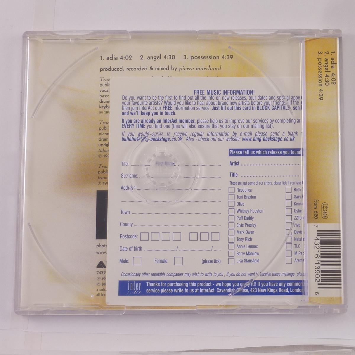 Sarah McLachlan Adia CD Single