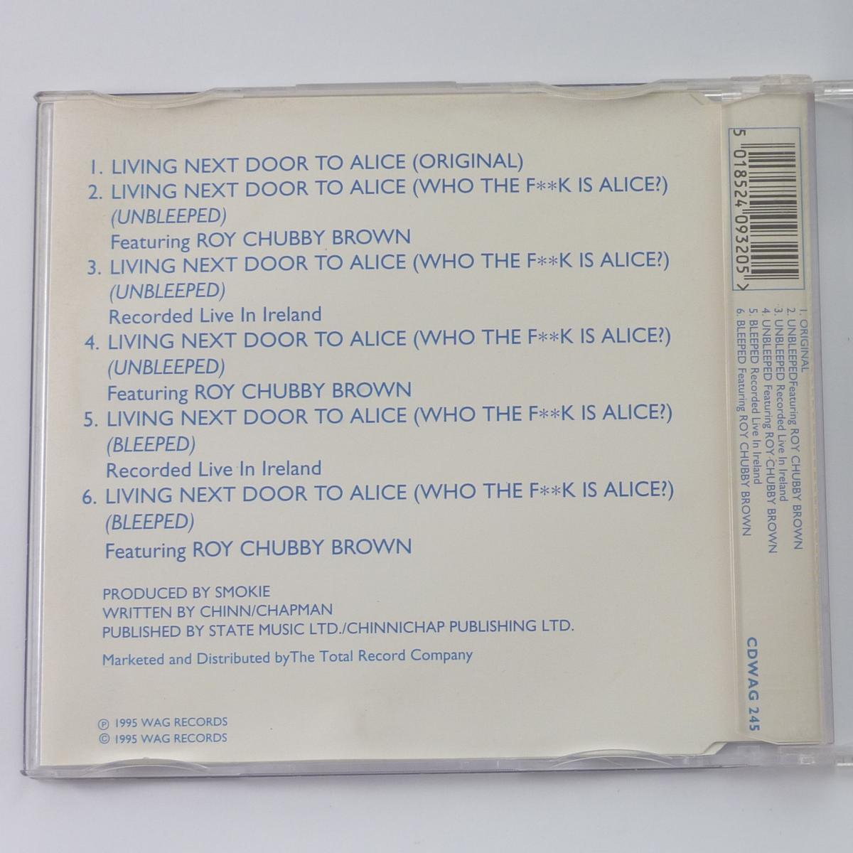 Smokie Featuring Roy Chubby Brown Living Next Door To Alice (Who The F**k Is Alice?) CD Single