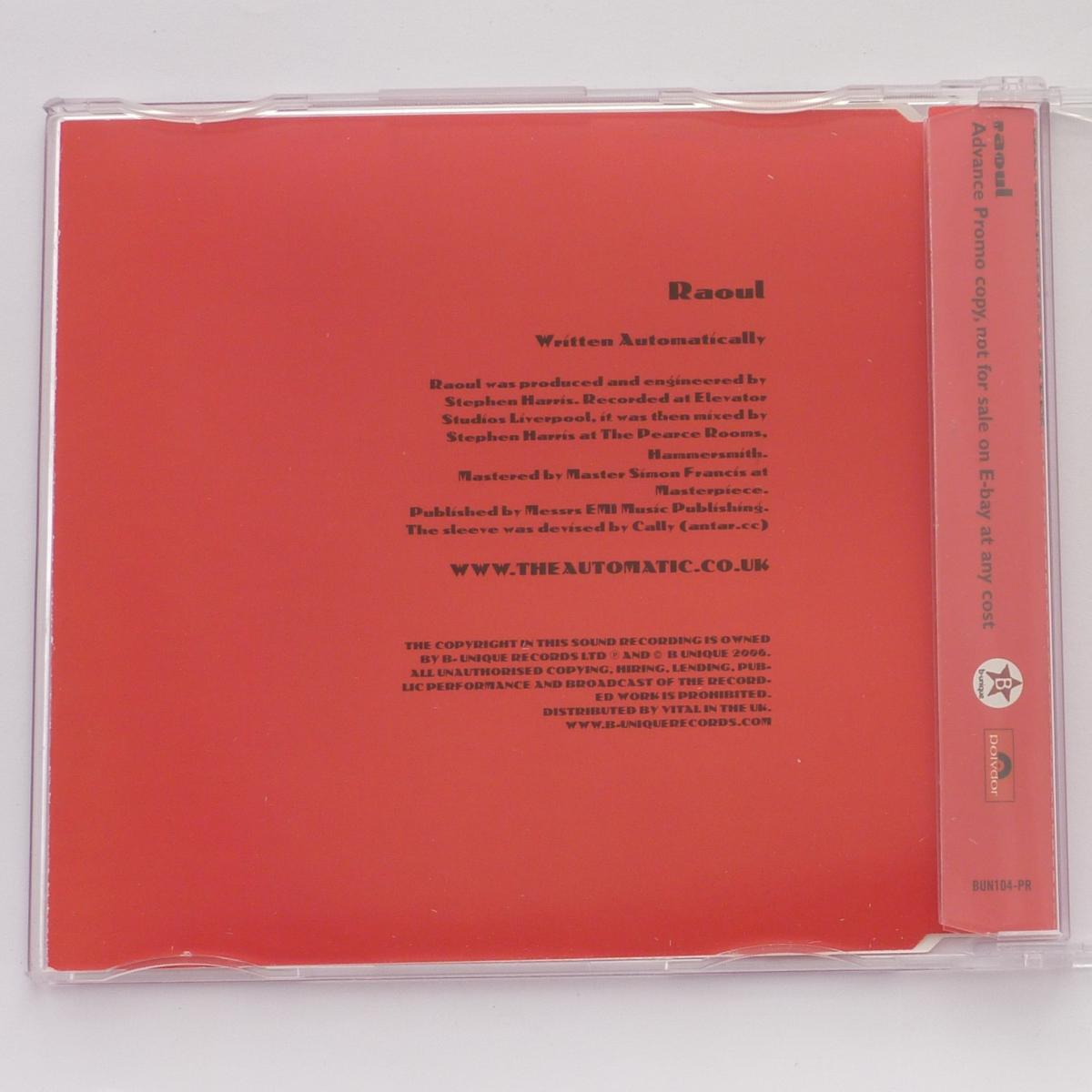 The Automatic Raoul CD Advance Single Promo