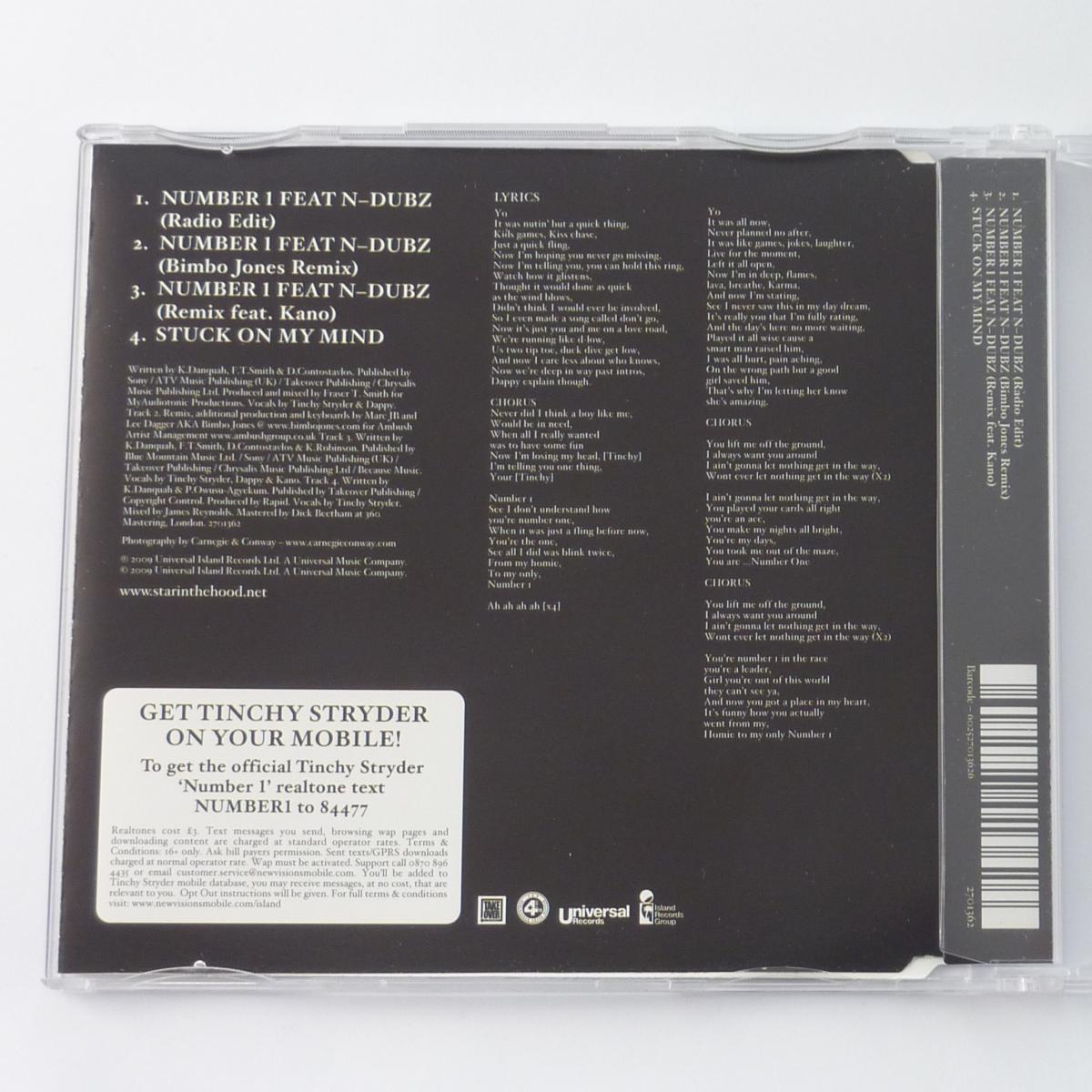Tinchy Stryder Feat N-Dubz Number 1 CD Single