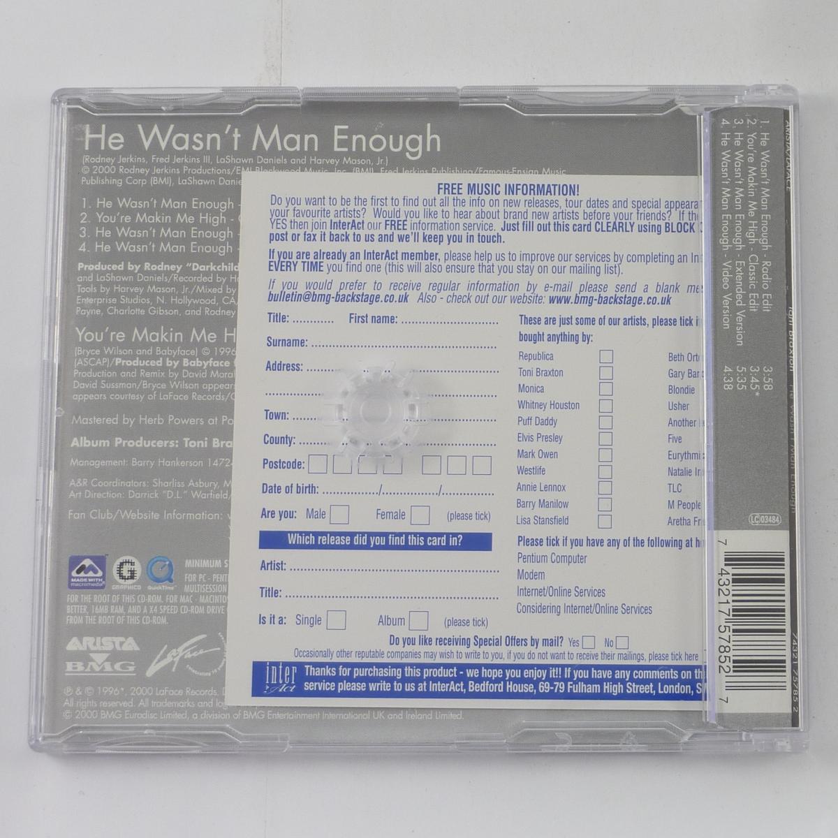 Toni Braxton He Wasn't Man Enough CD Single Enhanced