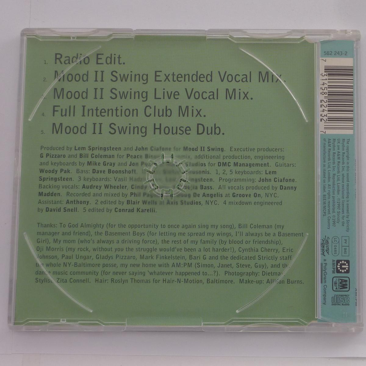 Ultra Naté Free (The Mood II Swing / Full Intention Mixes) CD Single