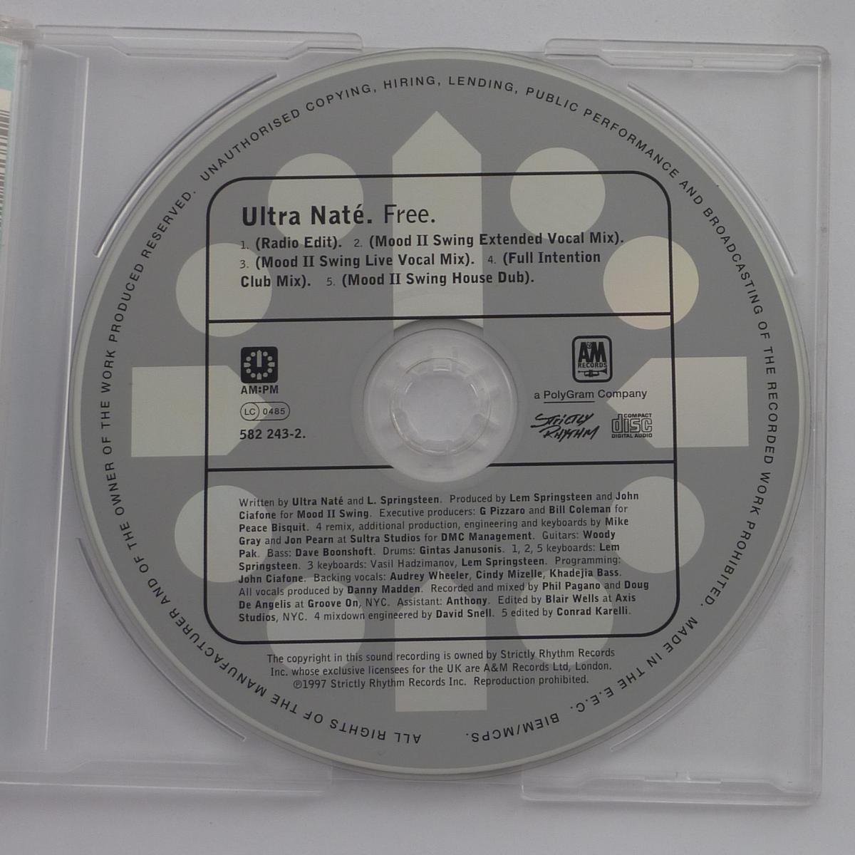 Ultra Naté Free (The Mood II Swing / Full Intention Mixes) CD Single