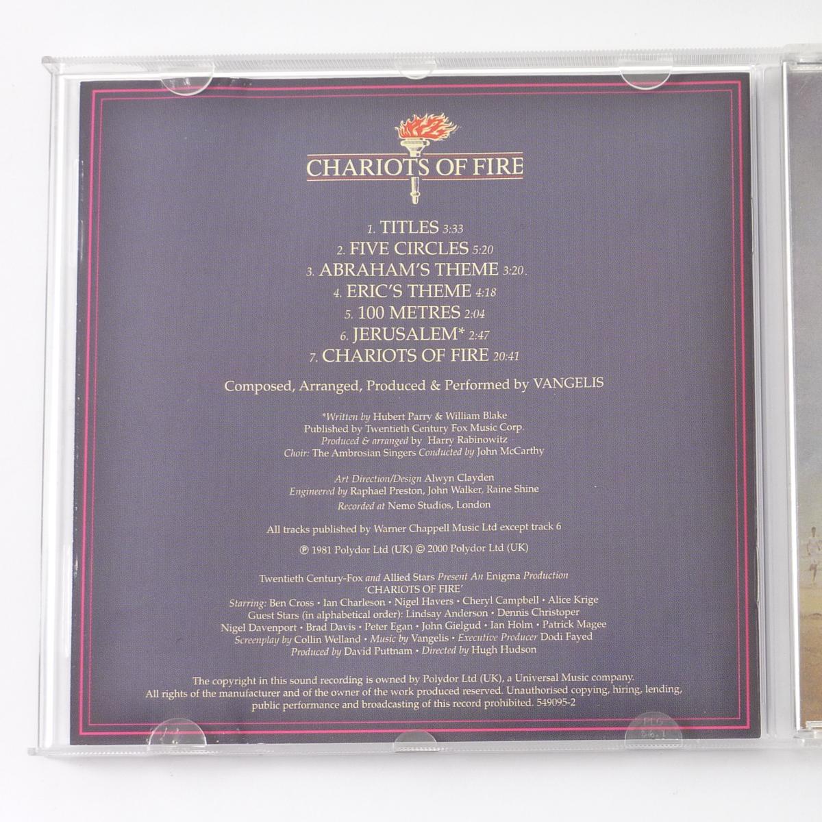 Vangelis Chariots Of Fire CD Album Reissue