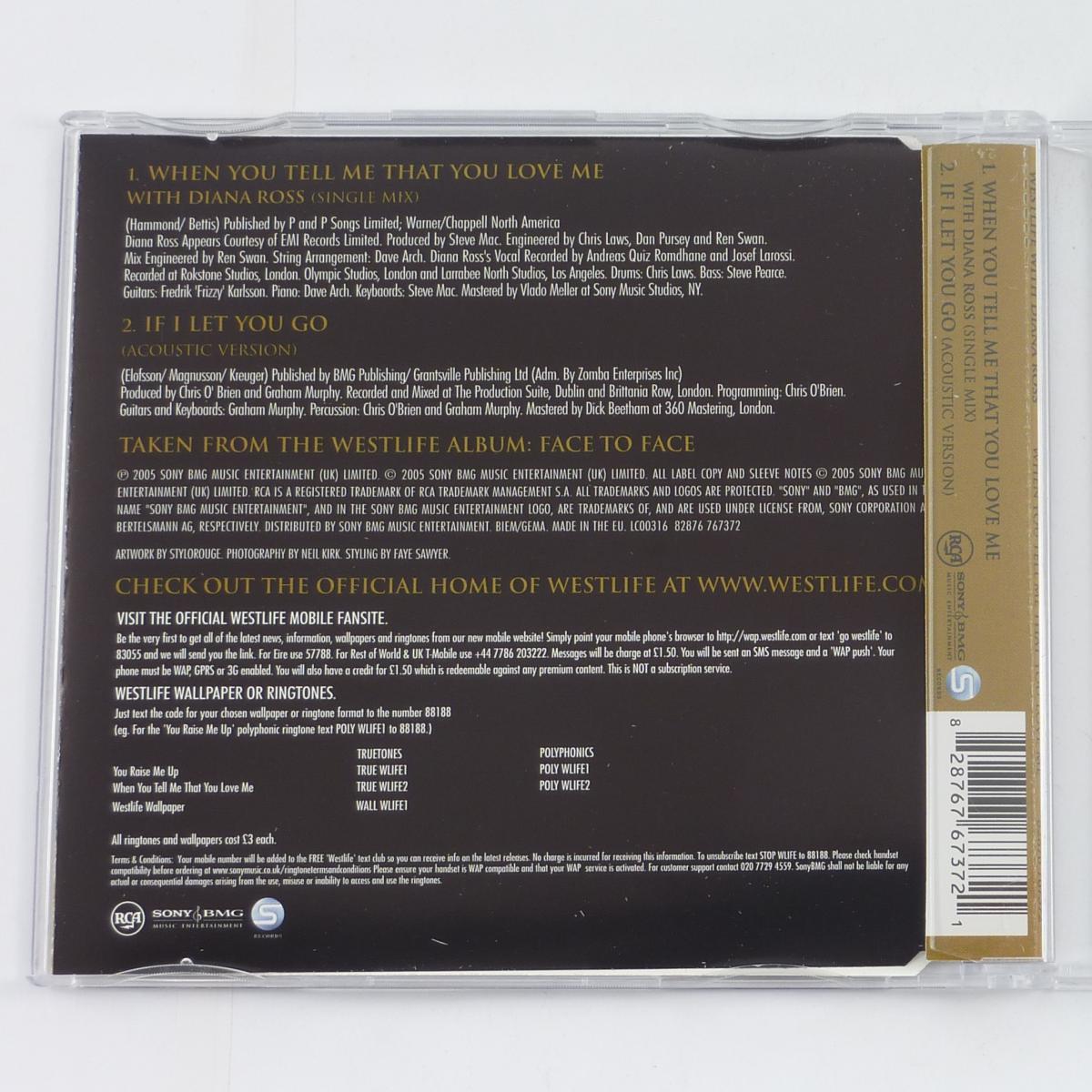 Westlife with Diana Ross When You Tell Me That You Love Me CD Single